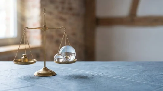 Concept visuel illustrant la décision financière pour une assurance de prêt immobilier avec économies potentielles