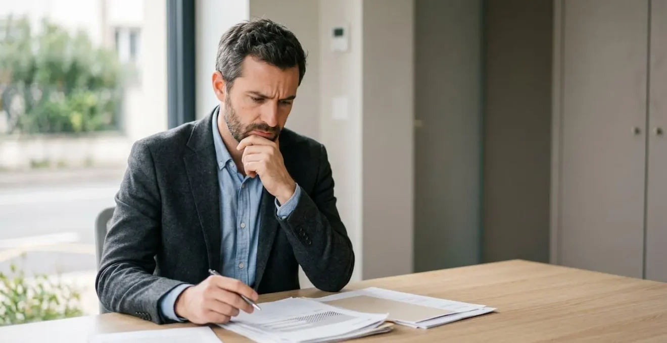 Consultant en conseil analysant des documents avec concentration dans un bureau moderne
